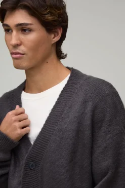 boohooMAN Cardigan En Maille Brossée Coupe Ample Décontractée<Homme Maille|Mailles