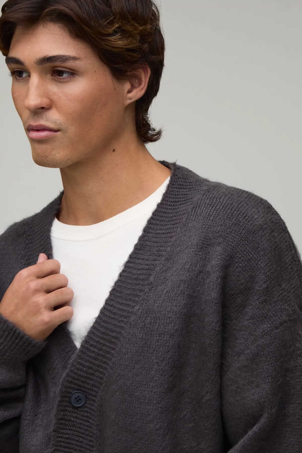 boohooMAN Cardigan En Maille Brossée Coupe Ample Décontractée<Homme Maille|Mailles
