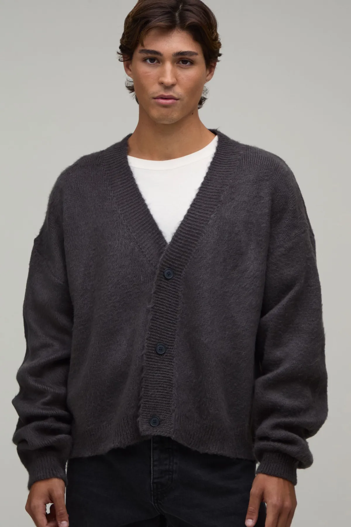 boohooMAN Cardigan En Maille Brossée Coupe Ample Décontractée<Homme Maille|Mailles