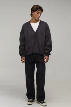 boohooMAN Cardigan En Maille Brossée Coupe Ample Décontractée<Homme Maille|Mailles