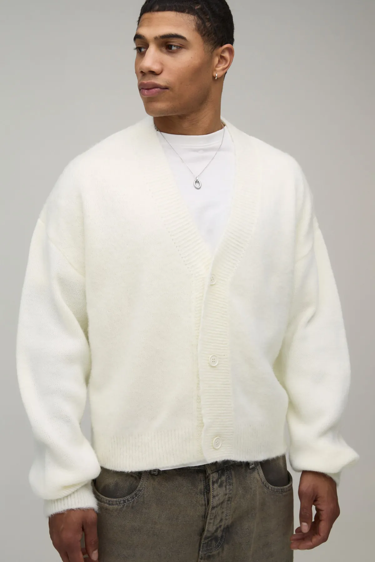 boohooMAN Cardigan en Maille Brossée Coupe Décontractée Oversize<Homme Tout Afficher|Maille