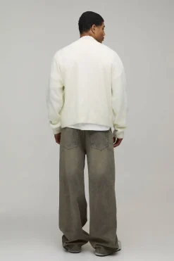 boohooMAN Cardigan en Maille Brossée Coupe Décontractée Oversize<Homme Tout Afficher|Maille