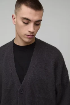 Cardigan en Maille Brossée Rétrécie