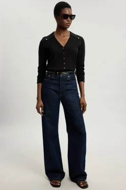 Cardigan En Maille À Col Avec Détails De Boutons-pression En Mélange De Viscose Petite
