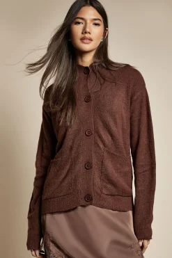 Cardigan en maille à col haut