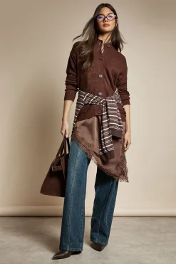 Cardigan en maille à col haut