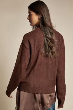 Cardigan en maille à col haut