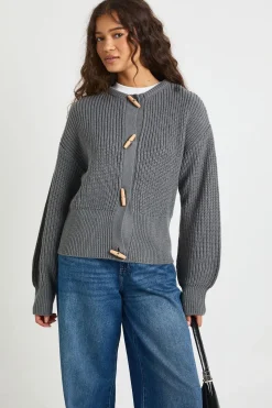 boohoo Cardigan en maille à col haut avec boutons toggle<Femme Pulls Et Gilets|Toutes Les Mailles