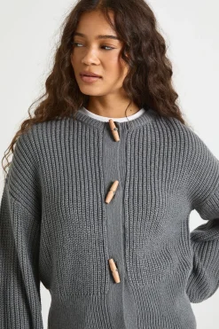 boohoo Cardigan en maille à col haut avec boutons toggle<Femme Pulls Et Gilets|Toutes Les Mailles