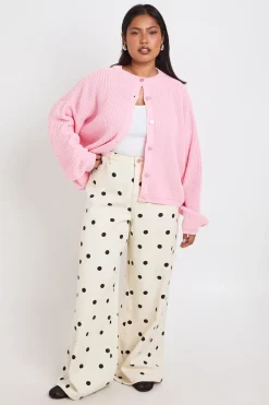 Cardigan En Maille Côtelée Grande Taille Avec Boutonnage