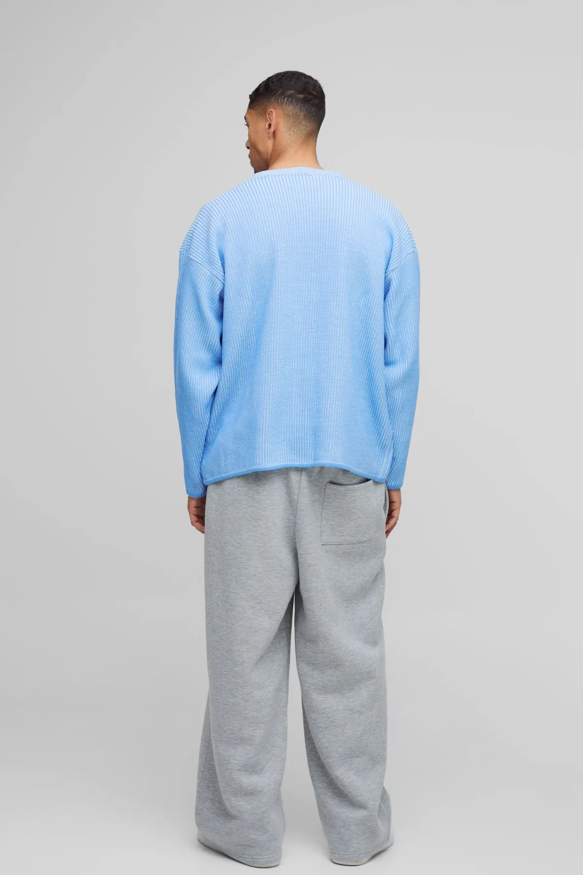 boohooMAN Cardigan en Maille Côtelée Plaquée à Épaules Tombantes Coupe Ample Oversize<Homme Maille|Mailles