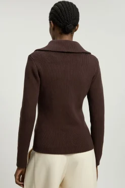 KarenMillen Cardigan en Maille de Coton à Col Zippé<Femme Pulls Et Gilets|Toutes Les Mailles