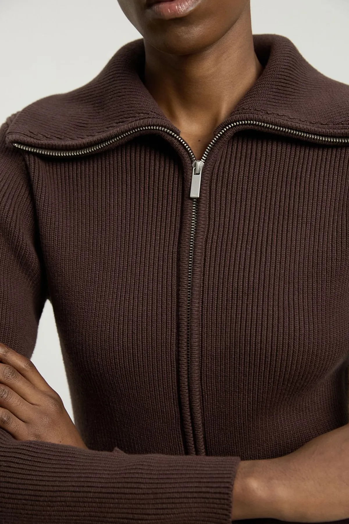KarenMillen Cardigan en Maille de Coton à Col Zippé<Femme Pulls Et Gilets|Toutes Les Mailles