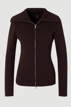 KarenMillen Cardigan en Maille de Coton à Col Zippé<Femme Pulls Et Gilets|Toutes Les Mailles