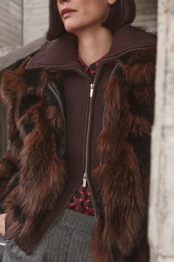 KarenMillen Cardigan en Maille de Coton à Col Zippé<Femme Pulls Et Gilets|Toutes Les Mailles