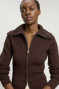 KarenMillen Cardigan en Maille de Coton à Col Zippé<Femme Pulls Et Gilets|Toutes Les Mailles