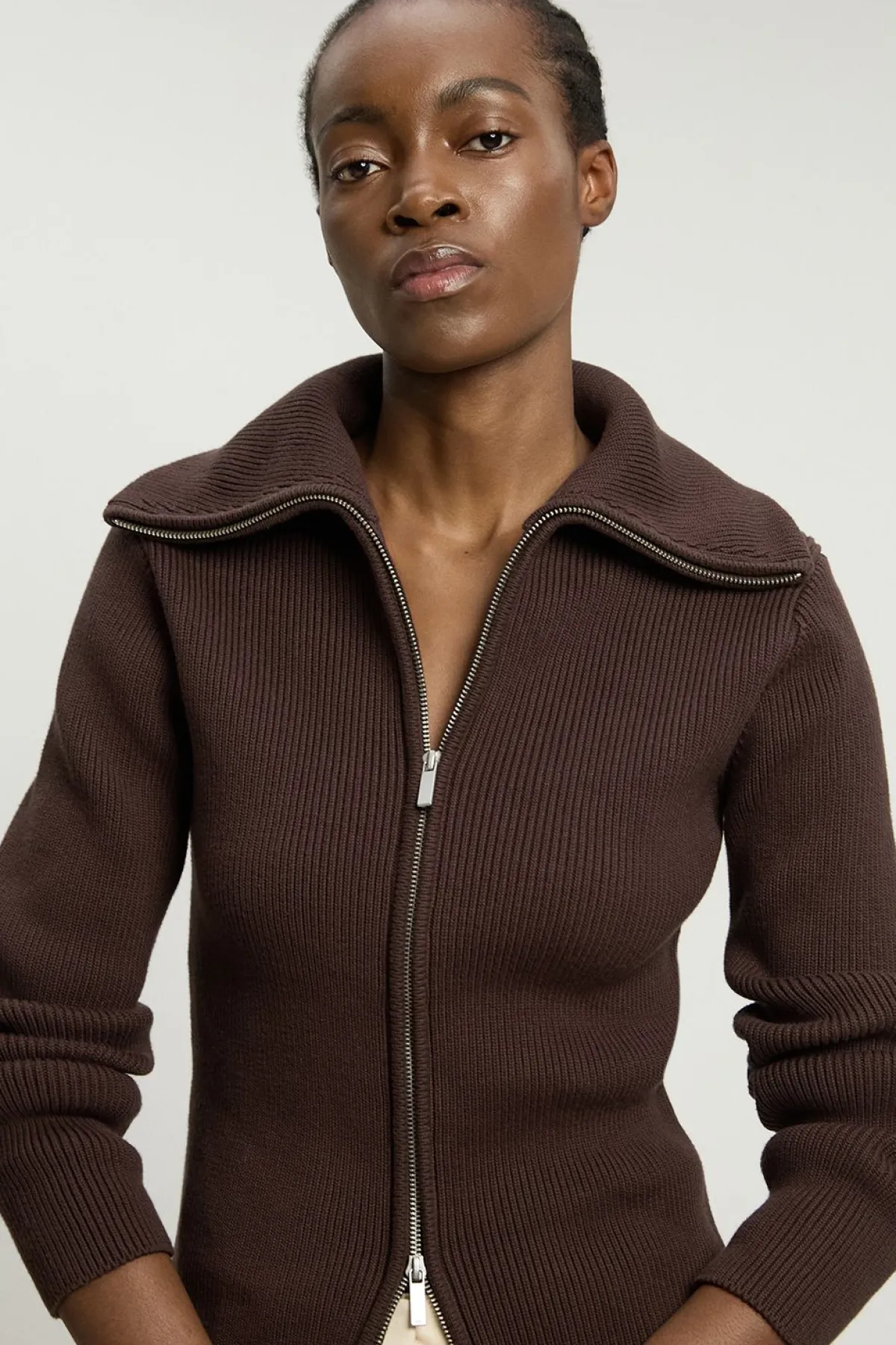 KarenMillen Cardigan en Maille de Coton à Col Zippé<Femme Pulls Et Gilets|Toutes Les Mailles