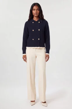 Cardigan En Maille De Coton À Détails Boutonnés Coupe Boxy