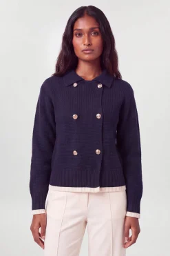 Cardigan En Maille De Coton À Détails Boutonnés Coupe Boxy
