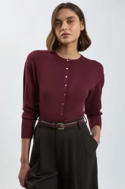 Cardigan En Maille De Viscose Mélangée À Manches Ballon Et Détails De Points Tricotés Forever
