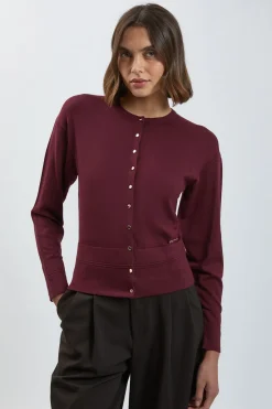 Cardigan En Maille De Viscose Mélangée À Manches Ballon Et Détails De Points Tricotés Forever