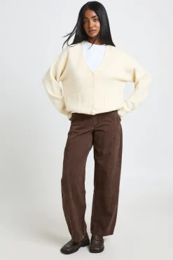 Cardigan En Maille Douce Col V Avec Poches Plaquées