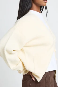 Cardigan En Maille Douce Col V Avec Poches Plaquées