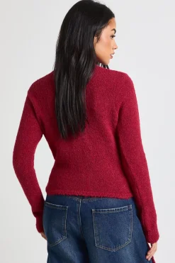 Cardigan en maille douce à détail drapé et garniture métallique