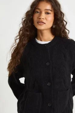boohoo Cardigan en maille à détails de poche à câble<Femme Pulls Et Gilets|Toutes Les Mailles
