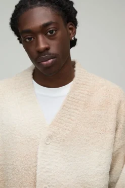 Cardigan En Maille Duveteuse Ombré À Coupe Ample Décontractée