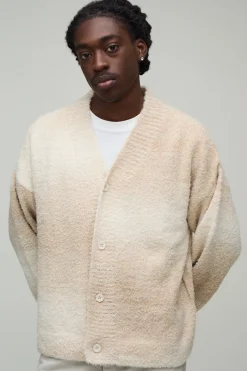 Cardigan En Maille Duveteuse Ombré À Coupe Ample Décontractée
