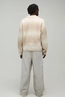 Cardigan En Maille Duveteuse Ombré À Coupe Ample Décontractée