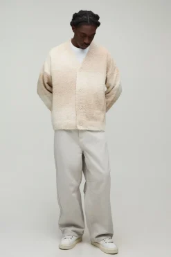 Cardigan En Maille Duveteuse Ombré À Coupe Ample Décontractée
