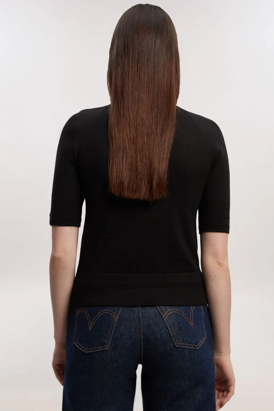 Cardigan en Maille Mélange Viscose à Manches Courtes