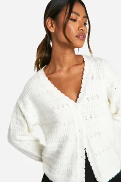 Cardigan en maille pointelle douce