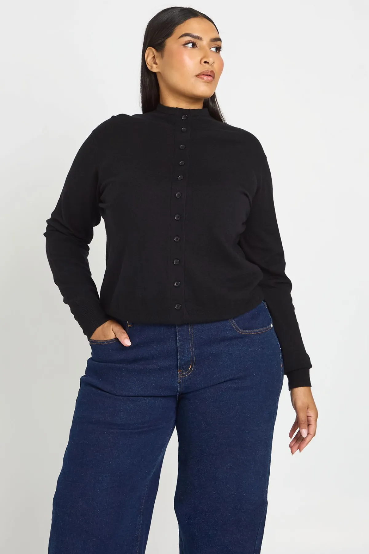 boohoo Cardigan En Maille Super Douce Col Montant Avec Boutonnage Intégral Plus<Femme Pulls Et Gilets|Toutes Les Mailles