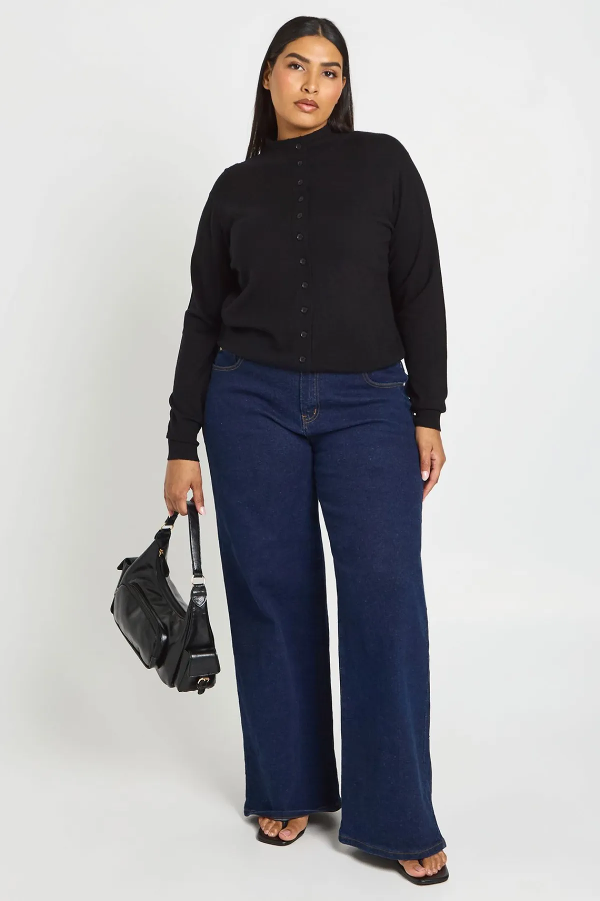 boohoo Cardigan En Maille Super Douce Col Montant Avec Boutonnage Intégral Plus<Femme Pulls Et Gilets|Toutes Les Mailles