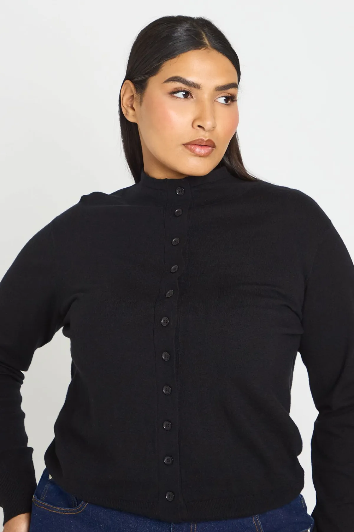 boohoo Cardigan En Maille Super Douce Col Montant Avec Boutonnage Intégral Plus<Femme Pulls Et Gilets|Toutes Les Mailles