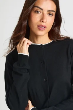 Cardigan En Maille Super Doux À Col Contrasté