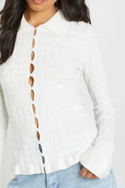 Cardigan En Maille Texturée À Col