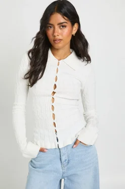 Cardigan En Maille Texturée À Col
