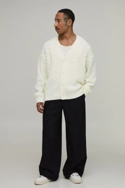 Cardigan En Maille Torsadée À Coupe Décontractée