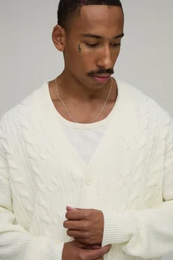 Cardigan En Maille Torsadée À Coupe Décontractée