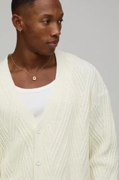 Cardigan en Maille Torsadée Oversize et Ample