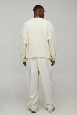 Cardigan en Maille Torsadée Oversize et Ample
