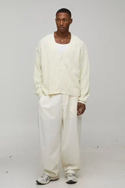 Cardigan en Maille Torsadée Oversize et Ample