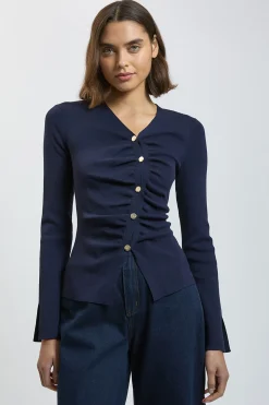 KarenMillen Cardigan En Maille Viscose À Fermeture Asymétrique<Femme Pulls Et Gilets|Toutes Les Mailles