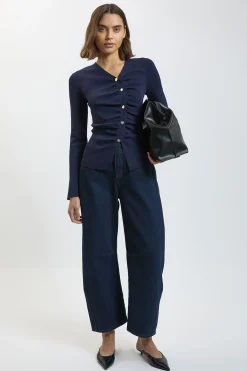 KarenMillen Cardigan En Maille Viscose À Fermeture Asymétrique<Femme Pulls Et Gilets|Toutes Les Mailles