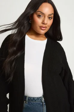 boohoo Cardigan en tricot gaufré Edge To Edge grande taille<Femme Pulls Et Gilets|Toutes Les Mailles