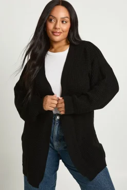boohoo Cardigan en tricot gaufré Edge To Edge grande taille<Femme Pulls Et Gilets|Toutes Les Mailles